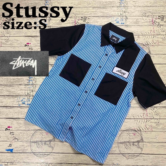 ☆美品☆stussy/ステューシー ストライプワークシャツ sサイズ 半袖