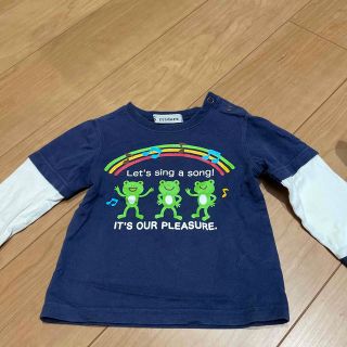 長袖Tシャツ　カエル　紺　90サイズ(Tシャツ/カットソー)