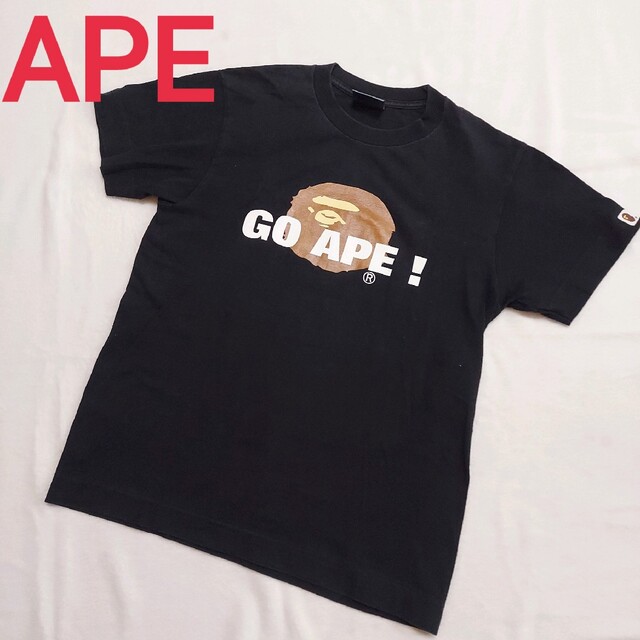 良品☆エイプ GO APE!ロゴ半袖Tシャツ M相当 黒トップス