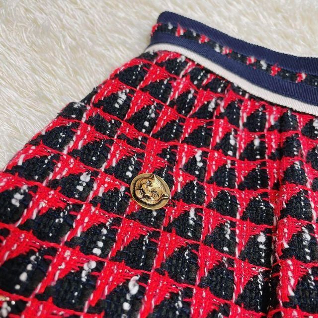 特注製品 極美品✨現行 GUCCI ツイード 台形 スカート キャットボタン