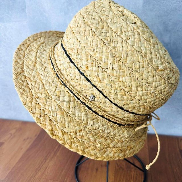 希少】ヘレンカミンスキー 刺繍 ラフィア100% 帽子 ハット ナチュラル