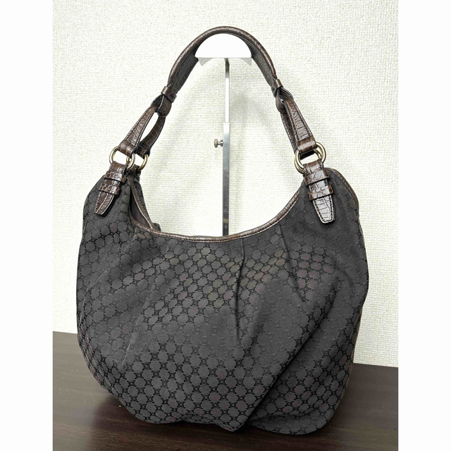 美品☆CELINE セリーヌ マカダム トートバッグ クロコ型押しレザー