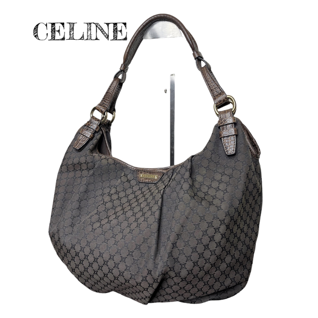 美品☆CELINE セリーヌ マカダム トートバッグ クロコ型押しレザー-