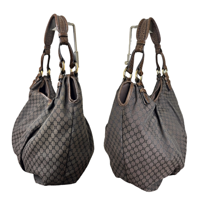 美品☆CELINE セリーヌ マカダム トートバッグ クロコ型押しレザー