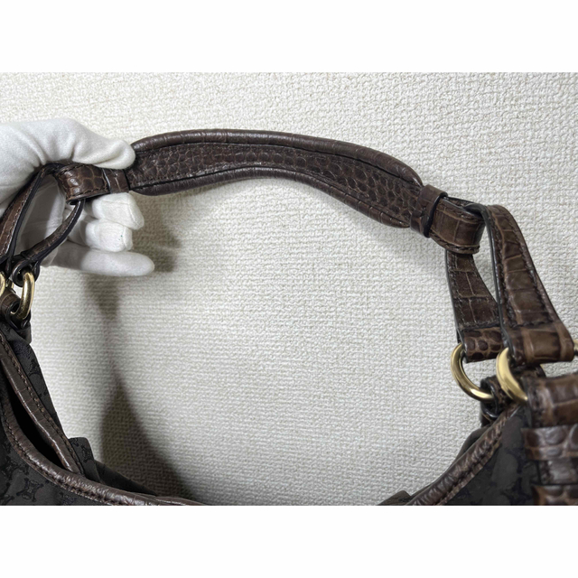 美品☆CELINE セリーヌ マカダム トートバッグ クロコ型押しレザー