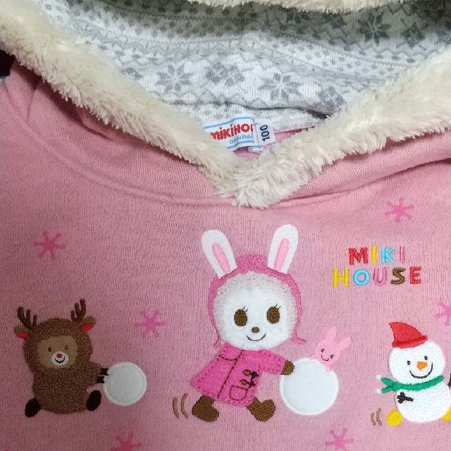 mikihouse(ミキハウス)のなりきり うさこ パーカー トレーナー 雪だるま 女の子 キッズ/ベビー/マタニティのキッズ服女の子用(90cm~)(Tシャツ/カットソー)の商品写真