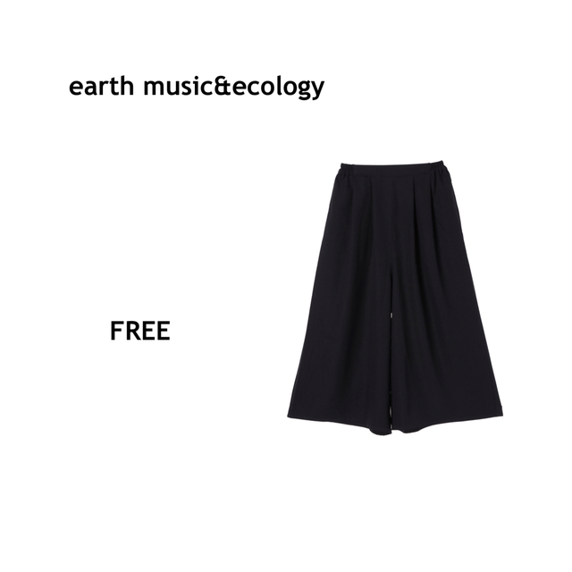 earth music & ecology(アースミュージックアンドエコロジー)のearth【カラージョーゼットスカ-チョ　FREE ネイビー】ワイドパンツ レディースのパンツ(カジュアルパンツ)の商品写真