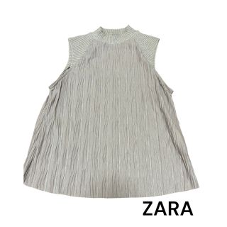 ザラ(ZARA)のZARA コントラスト リブニット トップス Sサイズ(カットソー(半袖/袖なし))