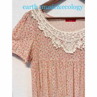 アースミュージックアンドエコロジー(earth music & ecology)のearth music&ecology レース襟小花柄ワンピース(ミニワンピース)