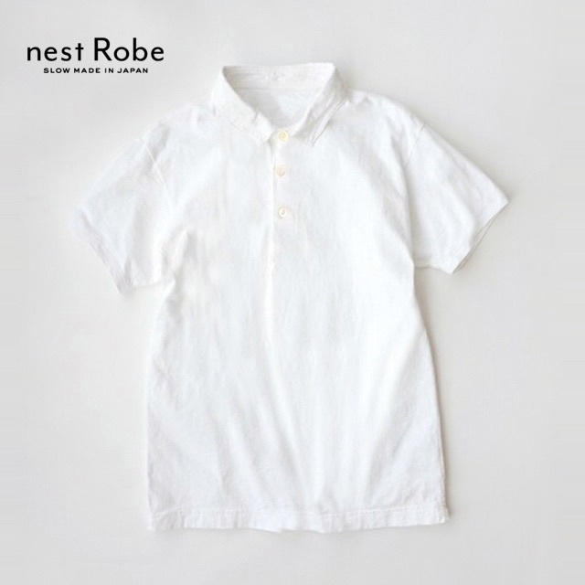 nest Robe(ネストローブ)のnest Robe✨ネストローブ 綿オーガニックコットン チビ襟 半袖ポロシャツ レディースのトップス(ポロシャツ)の商品写真