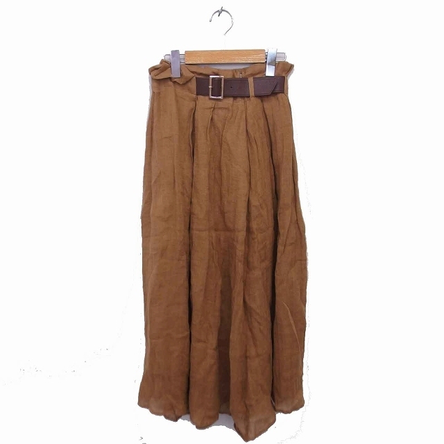 LagunaMoon(ラグナムーン)のラグナムーン フレア スカート ロング リネン ベルト装飾 S ベージュ レディースのスカート(ロングスカート)の商品写真