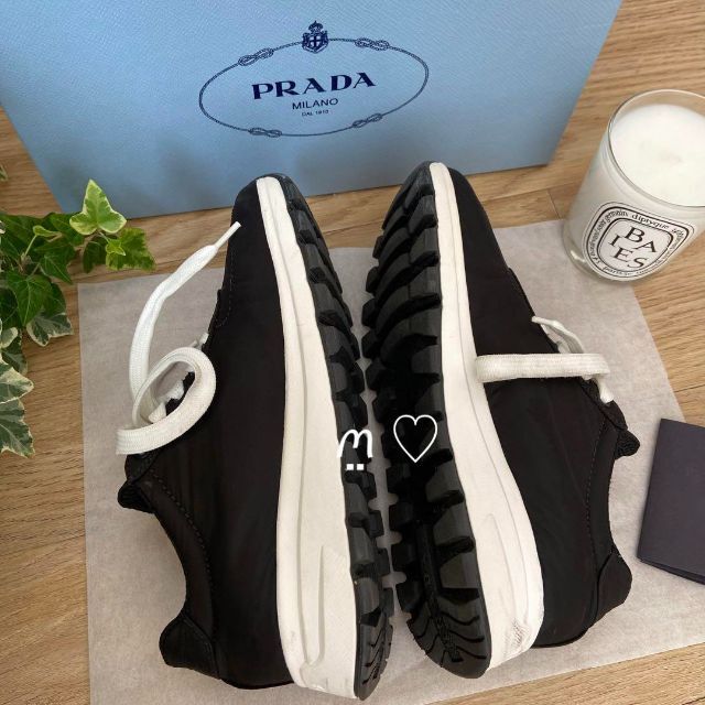 PRADA プラダ スニーカー 36 23cm相当 ブラック ナイロン ロゴ 経典