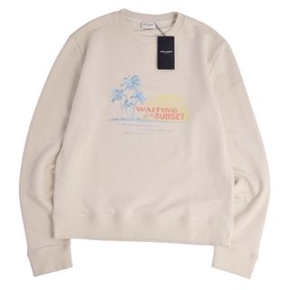 極美品 サンローラン パリ SAINT LAURENT PARIS スウェット トレーナー WAITING FOR SUNSET 刺繍 プリント  コットン トップス メンズ XXL アイボリー