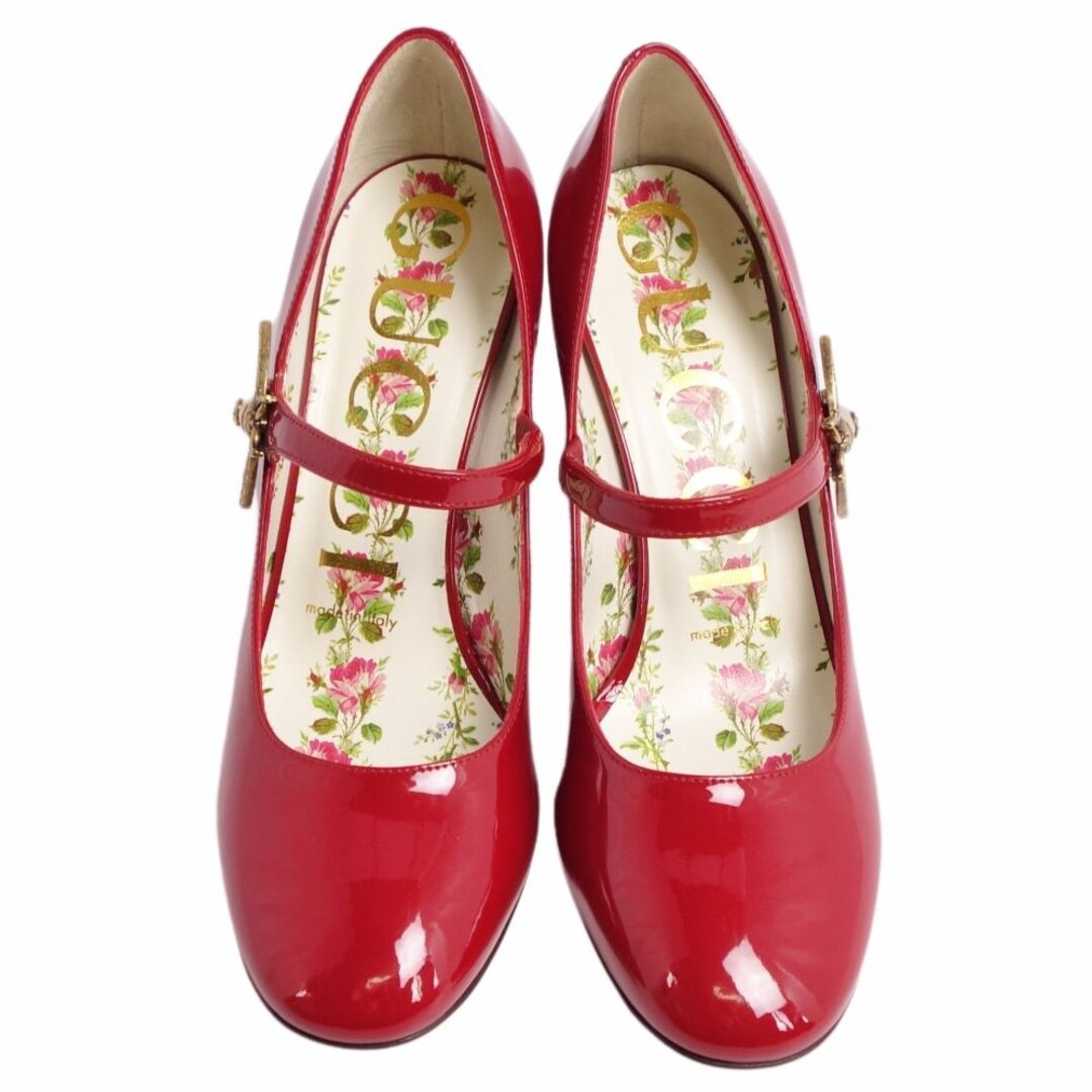 未使用 グッチ GUCCI パンプス ストラップ メリージェーン 蜂 GGロゴ パテントレザー エナメル ヒール シューズ 靴 35(22cm相当) レッド 未使用 グッチ GUCCI パンプス ストラップ メリージェーン 蜂 GGロゴ パテントレザー エナメル ヒール シューズ 靴 35(22cm相当) レッド