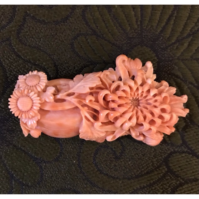 最終値下　珊瑚　22.4g　乱菊　刻印あり　ブローチ