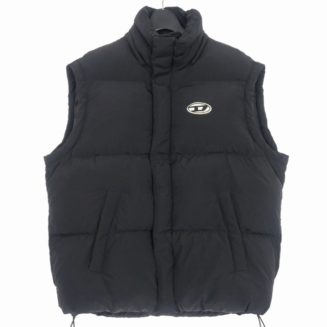 ディーゼル 22AW ナイロン ジップアップ 中綿 ベスト ロゴパッチ L 黒
