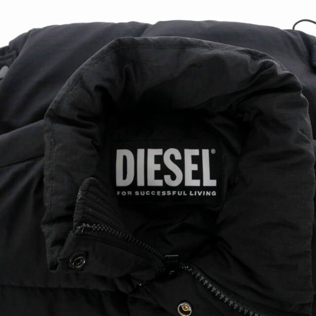 ディーゼル 22AW ナイロン ジップアップ 中綿 ベスト ロゴパッチ L 黒