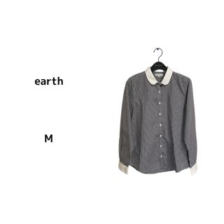 アースミュージックアンドエコロジー(earth music & ecology)の【シャキシャキシャツ　クレリック　M ギンガムチェック】定番(シャツ/ブラウス(長袖/七分))