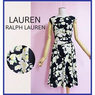 ラルフローレン(Ralph Lauren)の【ローレン　ラルフローレン】フラワープリントワンピース　花柄　フィット＆フレア(ひざ丈ワンピース)