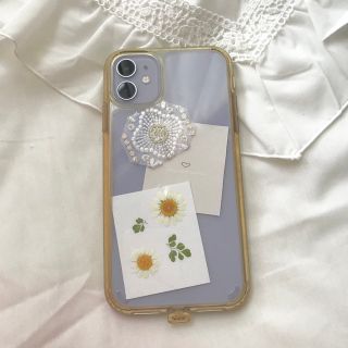 押し花 インド刺繍リボン スマホケース インナーシート クリアケース (スマホケース)