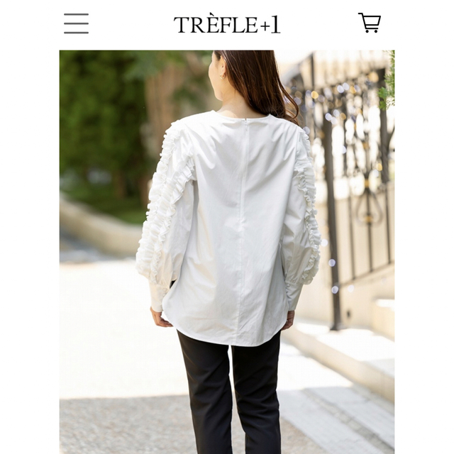 美品 トレフルプラスワンTREFLE +1 お袖ホイップブラウス長袖