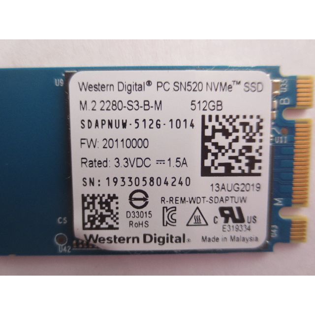 M.2  2280  NVMe  SSD  512GB  2枚セット 2