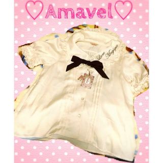 アマベル(Amavel)のAmavelキナリ色ブラウス ブラウンリボン(シャツ/ブラウス(半袖/袖なし))