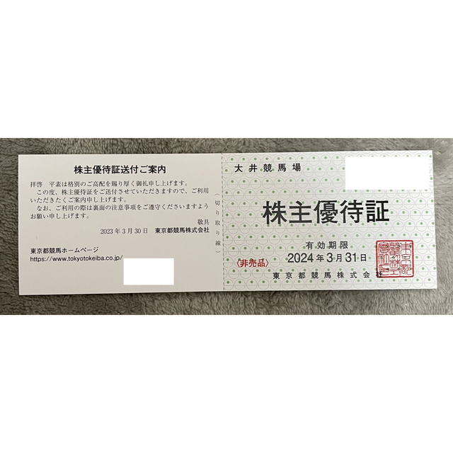 東京サマーランド 株主優待 8枚 ＋大井競馬場 株主優待証