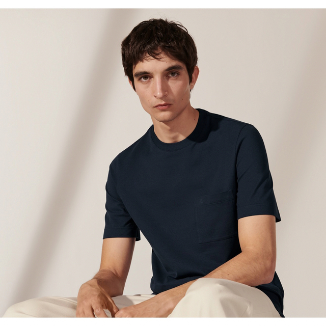 新品 レア HERMES エルメス H 刺繍ロゴ コットン Tシャツ ブラック-