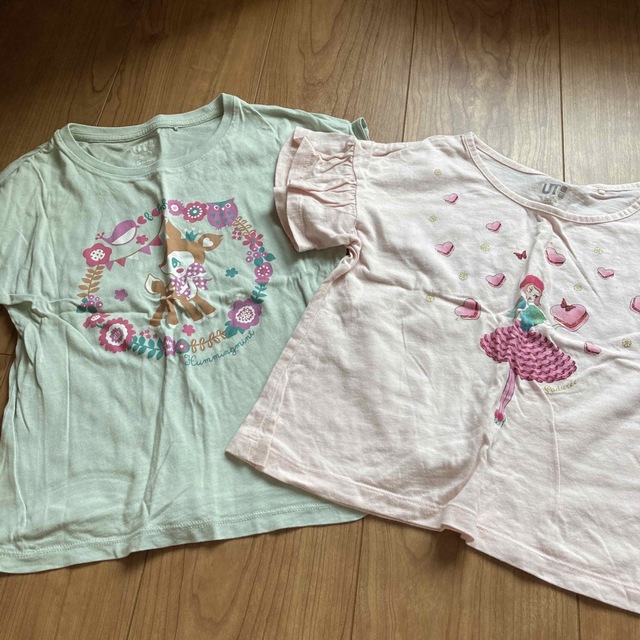 UNIQLO(ユニクロ)のユニクロTシャツ＋タンクトップ110 キッズ/ベビー/マタニティのキッズ服女の子用(90cm~)(Tシャツ/カットソー)の商品写真