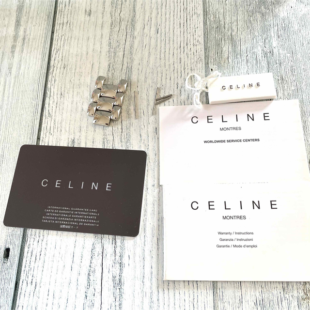 【美品】セリーヌ CELINE 腕時計 クロノグラフ カレ シルバー