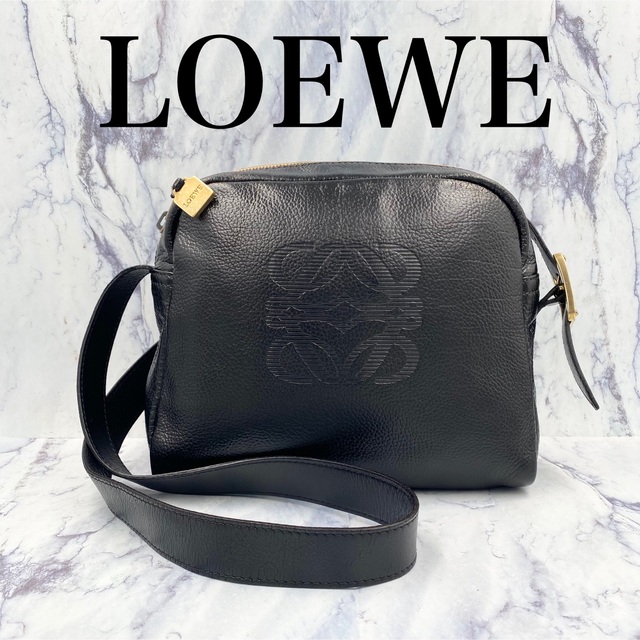 LOEWE  アナグラム  レザー ゴールド レザーショルダーバッグ