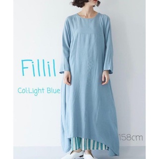 Fillil - 【新品・未使用】Fillil 長袖フレアワンピース ライトブルー