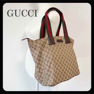 グッチ(Gucci)の【極美品】GUCCI グッチ 舟形トート シェリーライン GGキャンバス(トートバッグ)