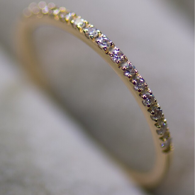 K18　イエロー　MICRO SETTING HALFETERNITYRING