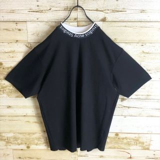 【人気Lサイズ】アクネストゥディオズ☆首元ロゴ入りモックネックTシャツ 現行