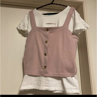 リンジィ(Lindsay)のLindsay ❤︎リンジィ　ピンクのビスチェ＆白Tシャツ　セット ナルミヤ(Tシャツ/カットソー)