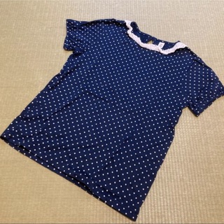 サッコ　sacco❤︎Tシャツ　紺ドット　日本製　150サイズ(Tシャツ/カットソー)