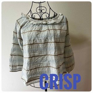 クリスプ(Crisp)のCrisp クリスプ ７分袖衿フリル花ボーダートップス(カットソー(長袖/七分))