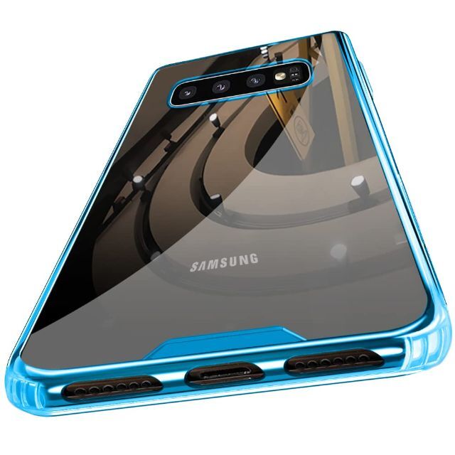 色: 青】Galaxy S10 ケースクリア 耐衝撃 薄型 透明 米軍MIL規