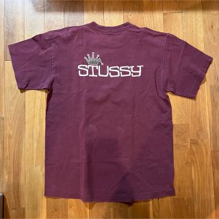 ステューシー(STUSSY)のOLD STUSSY Tシャツ　ワインレッド　エンジ　90s 白タグ　USA(Tシャツ/カットソー(半袖/袖なし))