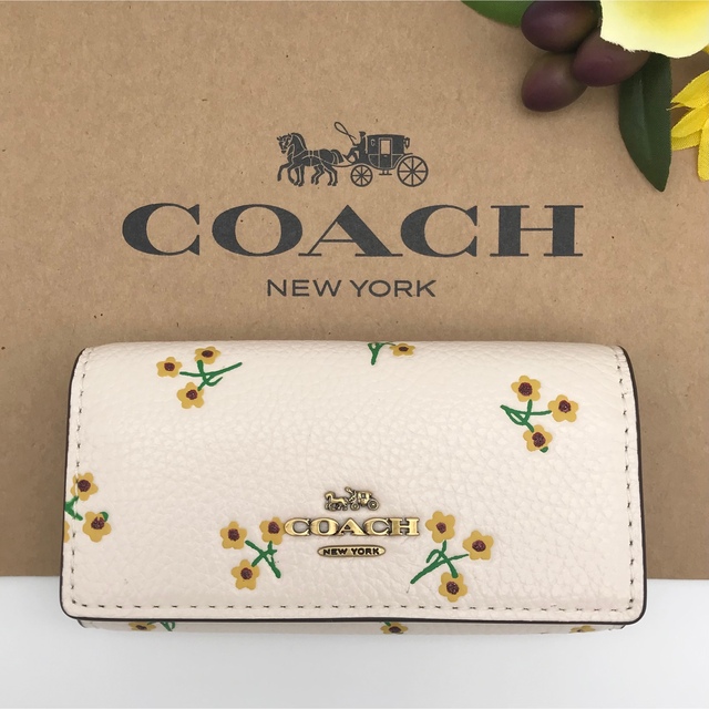 COACH ★大人気★ 6リング キーケース フローラル チョーク 花柄 新品