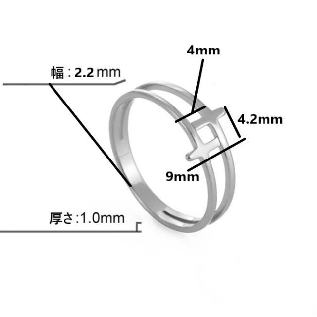 ダブル クロスリング シルバー 12.5号 ステンレス おしゃれ 指輪 十字架 レディースのアクセサリー(リング(指輪))の商品写真