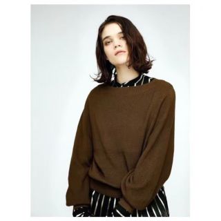 マウジー(moussy)のMOUSSY SWICHING BOAT NECK KNIT ブラウン マウジー(ニット/セーター)