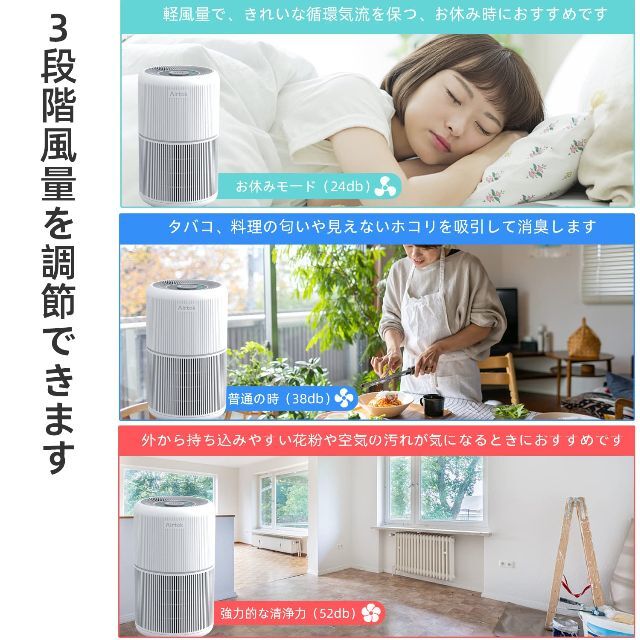 AIRTOK 空気清浄機 小型 卓上 20畳 5重除菌 空気 清浄 機,タバコ対 www