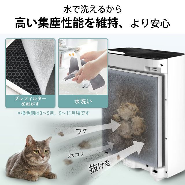 日本半額 Levoit(レボイト) 空気清浄機 17畳 ペット特化 ペットの毛 省エネ 梅雨対策 脱臭 集じん 花粉 hepa 水洗い可能 ペットドア 
