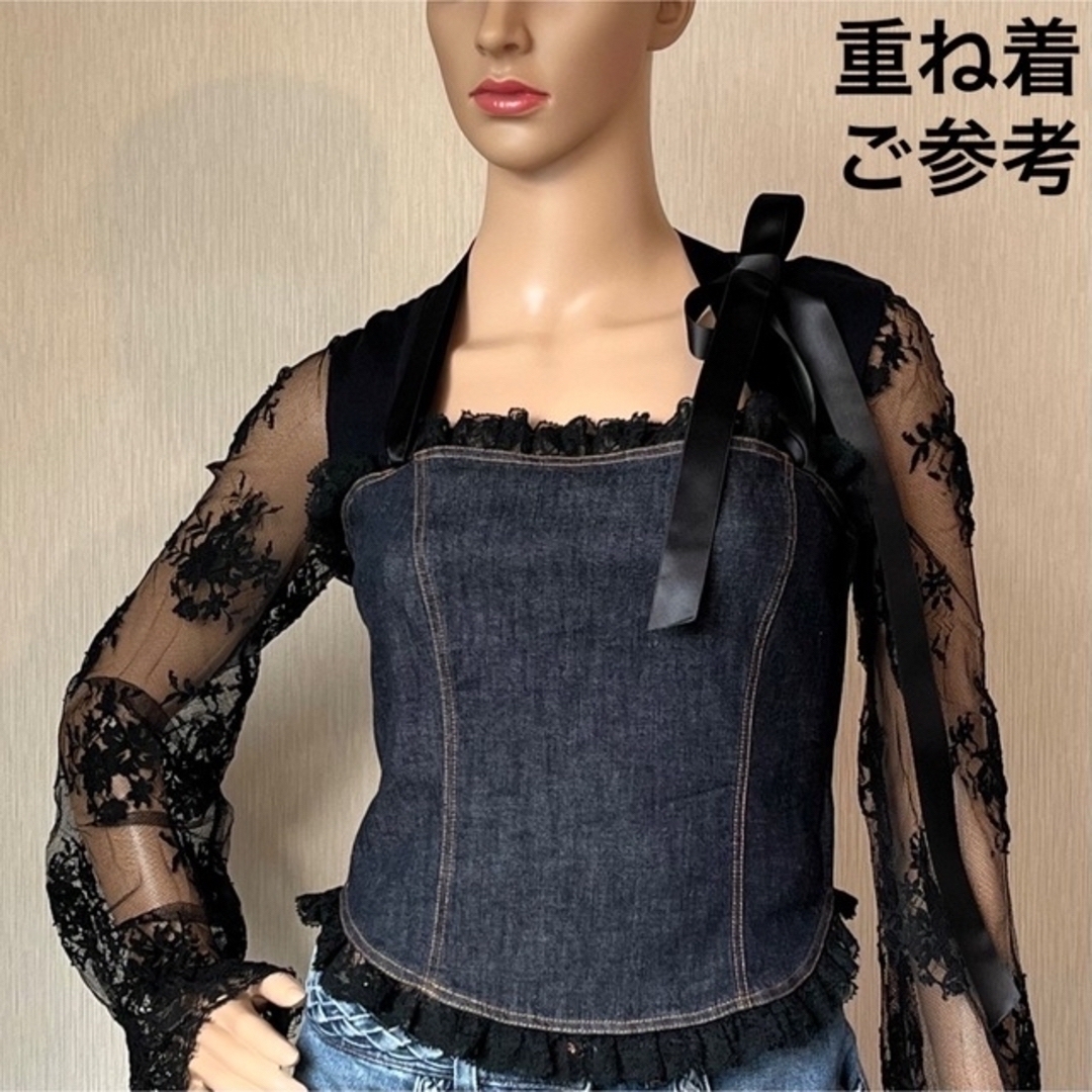 RED VALENTINO デニムトップ レース付 RED VALENTINO デニムトップ レース付