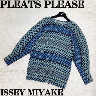 プリーツプリーズイッセイミヤケ(PLEATS PLEASE ISSEY MIYAKE)の極美品♡Lサイズ♡プリーツプリーズ ドルマン マルチカラー 総柄 シャツ(シャツ/ブラウス(長袖/七分))