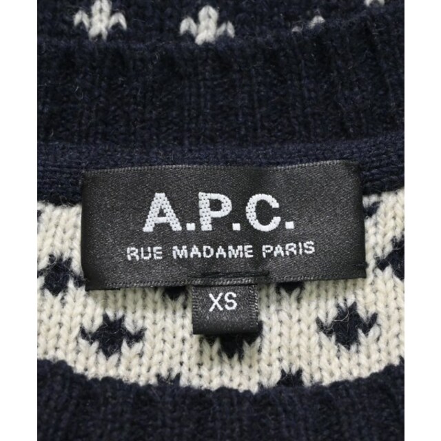 A.P.C. アーペーセー ニット・セーター XS 紺x白x茶等 【古着】【中古