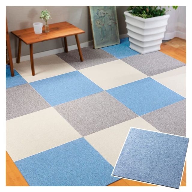 【20個セット】アイリスプラザ タイルカーペット ライトブルー 50×50㎝ T | フリマアプリ ラクマ